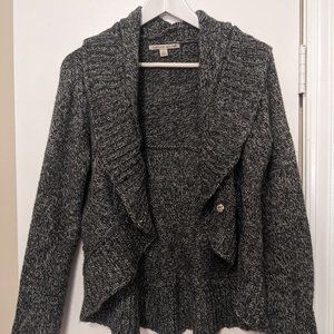 Grey Knit Collared Cardigan